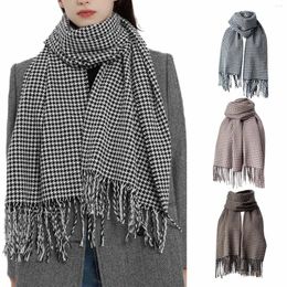 Scarves Thick Warm Knitting Scarf Women Autumn Winter Classic Tassel Plaid Soft Chunky Blanket Wrap Shawl