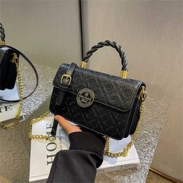 Embossed Handheld Chain Small Square Bag for Women 2023 New One Shoulder Crossbody Light Luxury and Simple Fashion Inventory 561