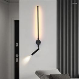 Wall Lamp Modern Push Switch LED Bedroom Stairs Hallways Dining Living Room Nordic Art Background Decor Black Lights Bathroom