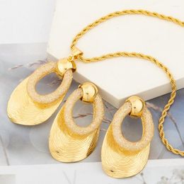 Necklace Earrings Set Brazilian Gold Plated Jewellery For Women Hoop And Pendant Design Weddings Party Jewellery Accessories