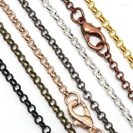 Chains 100 Pieces Bronze Rolo Necklace Silver Plated 14K Rose Gold Colour Copper Black Link Chain For Jewellery Making