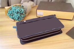 Designer Luxury Wallets New Damier Anfini Zippy Wallet Vertical M20012 Purse Mens Handbag Color Brown