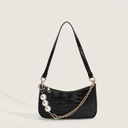 Evening Bags Small Design Women's Bag Fashion Solid Color Pearl Chain Underarm High Quality Western Pattern Shoulder