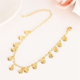 Korean Fashion 18 k Solid fine G F gold Unlimited Charm Multi-element Bracelet lengthen Size length Anklet Summer Style Bea2543