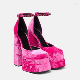 s Sandals Party Girl Ladies Veet Square Toe Cover Heel Platform Ankle Strap Height Increasing Buckle Sandal Ladie Increaing