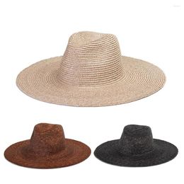 Wide Brim Hats Fashionable Minimalist Bare Body With Large Eaves Straw Grass Jazz Hat For Outdoor Tourism Sun Shading Protection