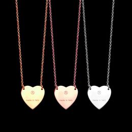 High Polished Stainless Steel Simple heart Pendant Necklaces Sliding Silver Rose Colours Gold Plated Classic Style Logo Printed Wom242g