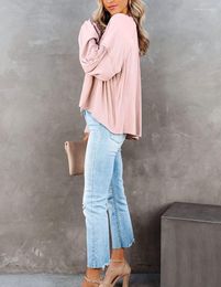 Women's Blouses Casual Shirts Long Sleeve Drawstring V Neck Loose Peasant Tops