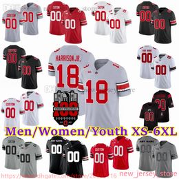 2023 Custom XS-6XL NCAA Ohio State Buckeyes Football Jersey 18 Marvin Harrison Jr. 6 Kyle McCord 51 Luke Montgomery 32 TreVeyon Henderson 19 Chip Trayanum 8 Cade Stover