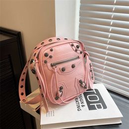 2023 Summer New Fashion Heavy Industry Rivet Locomotive Popular Versatile Car Sewn Women's Crossbody Bag model 9236