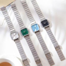 Wristwatches Fashion Stainless Steel Strap Women Watches Square Dial Ladies Green Quartz Watch Luxury Gift Reloj De Mujer Drop