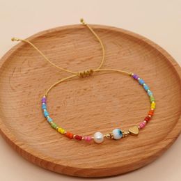 Strand Go2boho Special-interest Design Eyes Peach Heart Natural Colorful Pearl Rice-shaped Beads Stringed Women's Bracelet