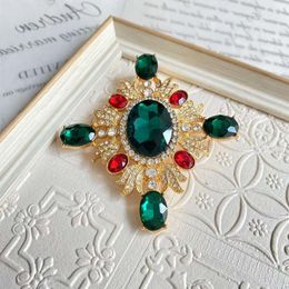 Mediaeval full elegant vintage Cross Western style decorative Water diamond creative brooch