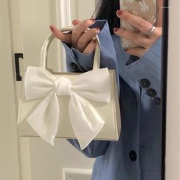 Evening Bags Ladies White Satin Bow Fairy Tote Shoulder Bag Female Fashion Handle Handbags For Women School Casual Sweet Crossbody Purse