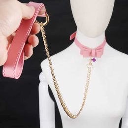 Bdsm Sm Girls Kinky Pink Leather Slave Collar Adult Sex Toys Choker Dog Chain Restraint