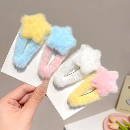 Sweet Plush Star Hair Clips Girls Cute Hairpins Barrettes Children Kid Side Bangs Clip Fashion Daily Party Hair Accessories