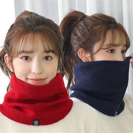 Bandanas Soft Knitted Neck Warmer Fashion Thickened Lining Wool Fur Scarves Keep Warm Sport Scarf Skating Running