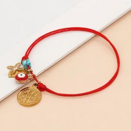 Strand Go2boho Handmade Cross Red With Palm Pattern Alloy Eye Tag Women's Bracelet