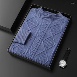 Men's Sweaters Winter Men High Stretch Knitted Cashmere Pullovers 2023 Office Male Fashion Loose Casual Tops DX01