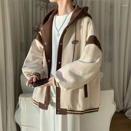 Men's Jackets Hong Kong Style Jacket Spring And Autumn Hooded Trendy Korean Version Trend Handsome Clothes Loose Elastic