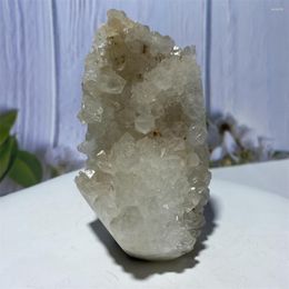 Decorative Figurines 345g Natural Chrysanthemum Crystal Cluster White Clear Quartz Gemstone Healing Stones Mineral Samples Home Decor