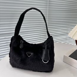 Evening Bags Designer sportsexy HOBO Underarm BAG black Wool triangle Shoulder bag Luxurys Womens Plush Fur Purse Cross Body Handbag Women's wallets