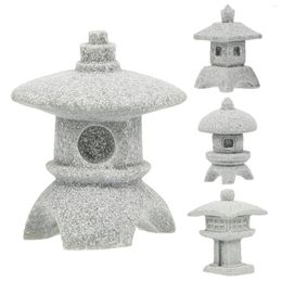 Garden Decorations 4 Pcs Porch Japanese Home Decor Building Sandstone Mini Pagoda Model Decoration