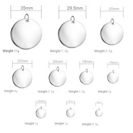 Charms MYLONGINGCHARM 50pcs Mirror Polished Blank Round Tag in different Sizes Stainless steel Bracelet Keychain 2301313133