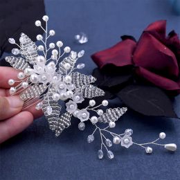 Bridal Hair Comb Clips Crystal Pearl Flower Hairpins Women Girls Banquet Wedding Party Headwear Fashion Hair Accessories Jewellery