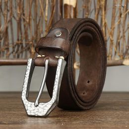 Belts Retro Stainless Steel Belt Buckle Mens Luxury Super Thick Genuine Leather Ceinture Men Waist