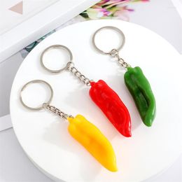 Keychains 1Pcs Creative Chilli Food Pendant Key Ring For Women Men Gift Fashion Cute Funny Colour Simulation Vegetable Bag Car Box Keychain