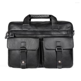 Briefcases Genuine Leather Men's 15.6" Laptop Bag Business Messenger Work Male Shoulder Handbag Tote Portfolio