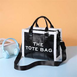 Tote Autumn and Winter New Lamb Plush Edge Letter Anti Splash Sailor Carrying Bag Trendy Personalized Daily Commuting model 2765