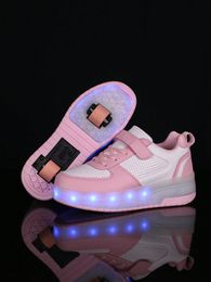 Children's Luminous Sport Running Shoes With Closure, Easy To Put On And Take Off