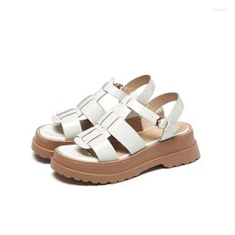 Sandals EGTPINAOP Women's Summer Leather Sheepskin Roman Style Thick-Soled Height Increase Shoes Rubber Sole Casual Outer Wear