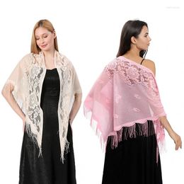 Scarves Embroidered Floral Tassel Shawl Fashion Triangle Lace Long Scarf For Women Female Wedding Shawls Wraps Party Cape