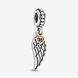 New Arrival 925 Sterling Silver Angel Wing and Heart Dangle Charm Fit Original European Charm Bracelet Fashion Jewelry Accessories258a