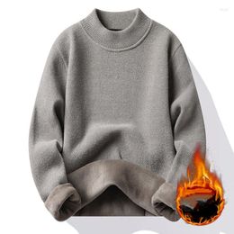 Men's Sweaters 2023 Autumn Winter Thick Warm Mens Pullovers Fashion Solid Color Knitted Sweater Jumper Trendy Casual Bottoming Shirts