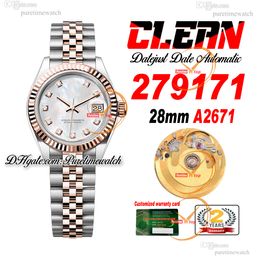 Clean Factory CF 279171 A2671 Automatic Ladies Watch 28 Two Tone Rose Gold MOP Diamond Dial 904L Jubileesteel Bracelet Super Version Womens Watches Puretimewatch 13