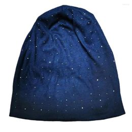 Berets Autumn Spring Skullies Beanies Women Men Baggy Rhinestone Design Soft Warm Hats Ladies Thin Girl Fashion Feminino HT245