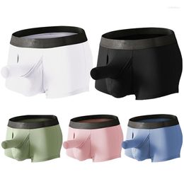 Underpants 2023 Men Bamboo Fiber Boxers Underwear Sexy Long Penis Pouch Boxershorts Male Hombre Elephant Bulge Panties