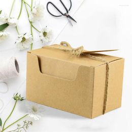 Gift Wrap 50Pcs Kraft Paper Candy Boxes Cardboard Wedding Party Favor Gifts Packaging Box With Rope Tag Baby Shower Birthday Decor