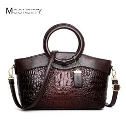 Totes Women Luxury Handbags Women Bags Designer Crossbody Bags Female Crocodile Leather Handbag Ladies Shoulder Bag Tote Retro Handbag 240407