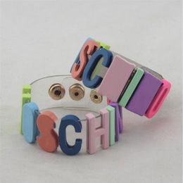 Very cute Candy Colour Letters Charm Bracelets Fashion Designer Jewellery Womens bracelet Wedding Accessories Hip Hop girl lucky bang244N