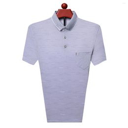 Men's Polos Men Polo Shirt Short Sleeve For Summer Turndown Collar Father Dad Clothing Gift Fashion Casual Smooth Fabric Blue Pink A8911