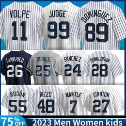 Anthony Volpe Rizzo New Yorks Yankees Baseball Jersey Aaron Judge Jasson Dominguez Derek Jeter Carlos Rodon Gerrit Cole Harrison Bader Giancarlo Stanton