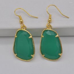 Dangle Earrings Green Agate Stone Jewelry For Woman Gift T283