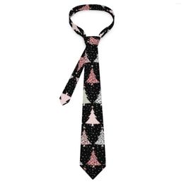 Bow Ties Christmas Tree Tie Pink And Green Leisure Neck Retro Casual For Men Women Graphic Collar Necktie Gift Idea