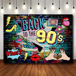 Background Material Photography Backdrop Back to the 90'S Party Background Graffiti 90's Disco Hip Hop Party Birthday Decoration for Photo Studio YQ231003