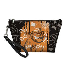 Totes New Halloween Storage Bag Women's Flat Makeup Bag Printed Pumpkin Pattern Wallet Custom11blieberryeyes